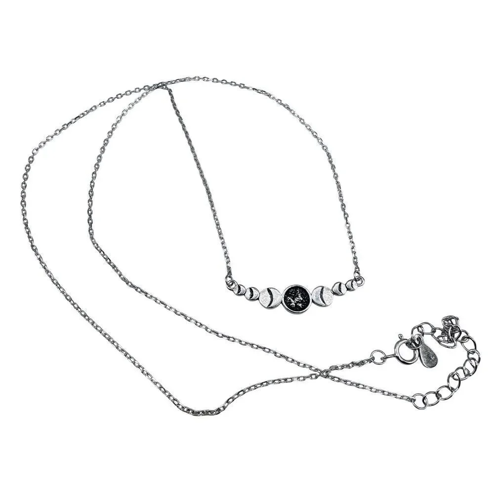 Sterling Silver Moon Phase Necklace-Minimalist-Celestial